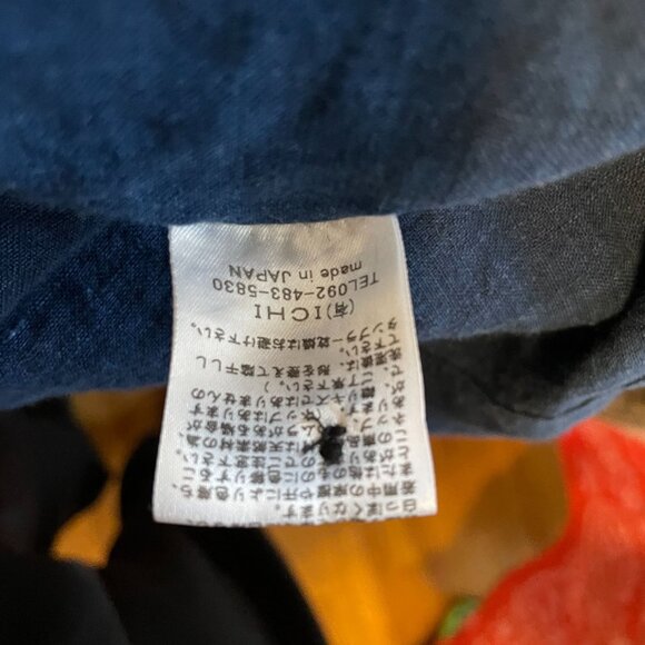 Ichi Antiquites Navy Blue Linen Button Front Shirt Dress with Pockets Size M - Picture 7 of 7